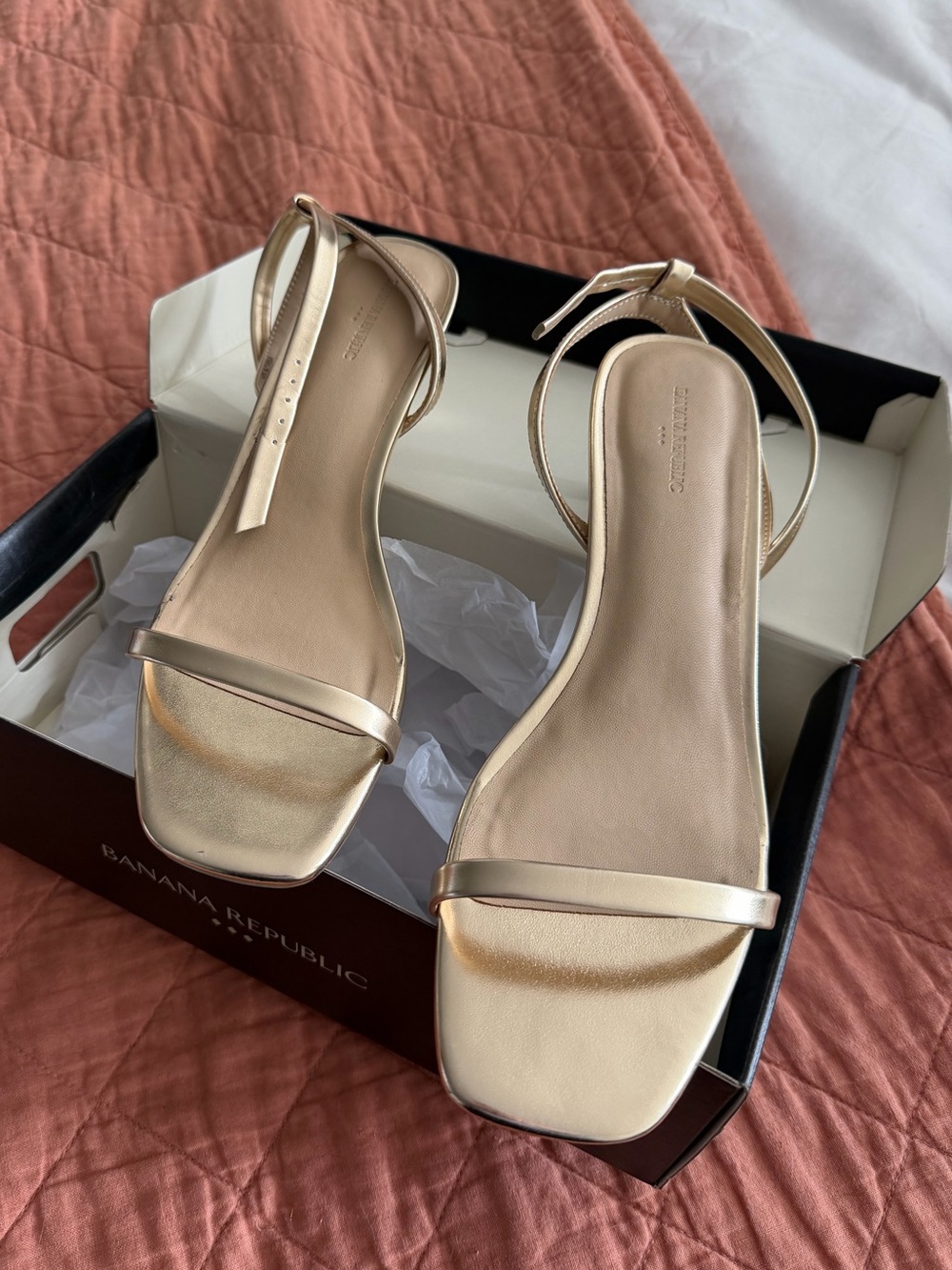 Gold Strappy heels -Vegan Leather